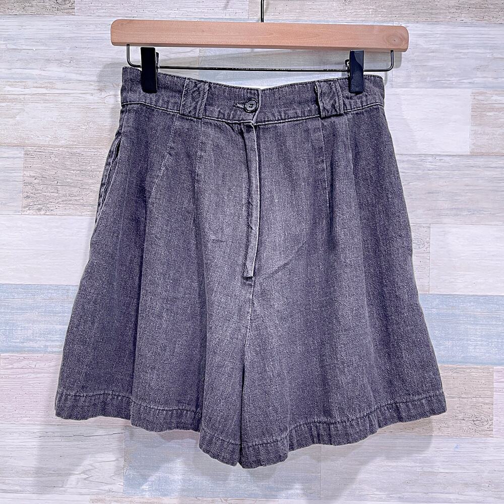 GOTCHA COVERED Vintage Pleated A Line Shorts Black Cotton Made in USA Womens 6